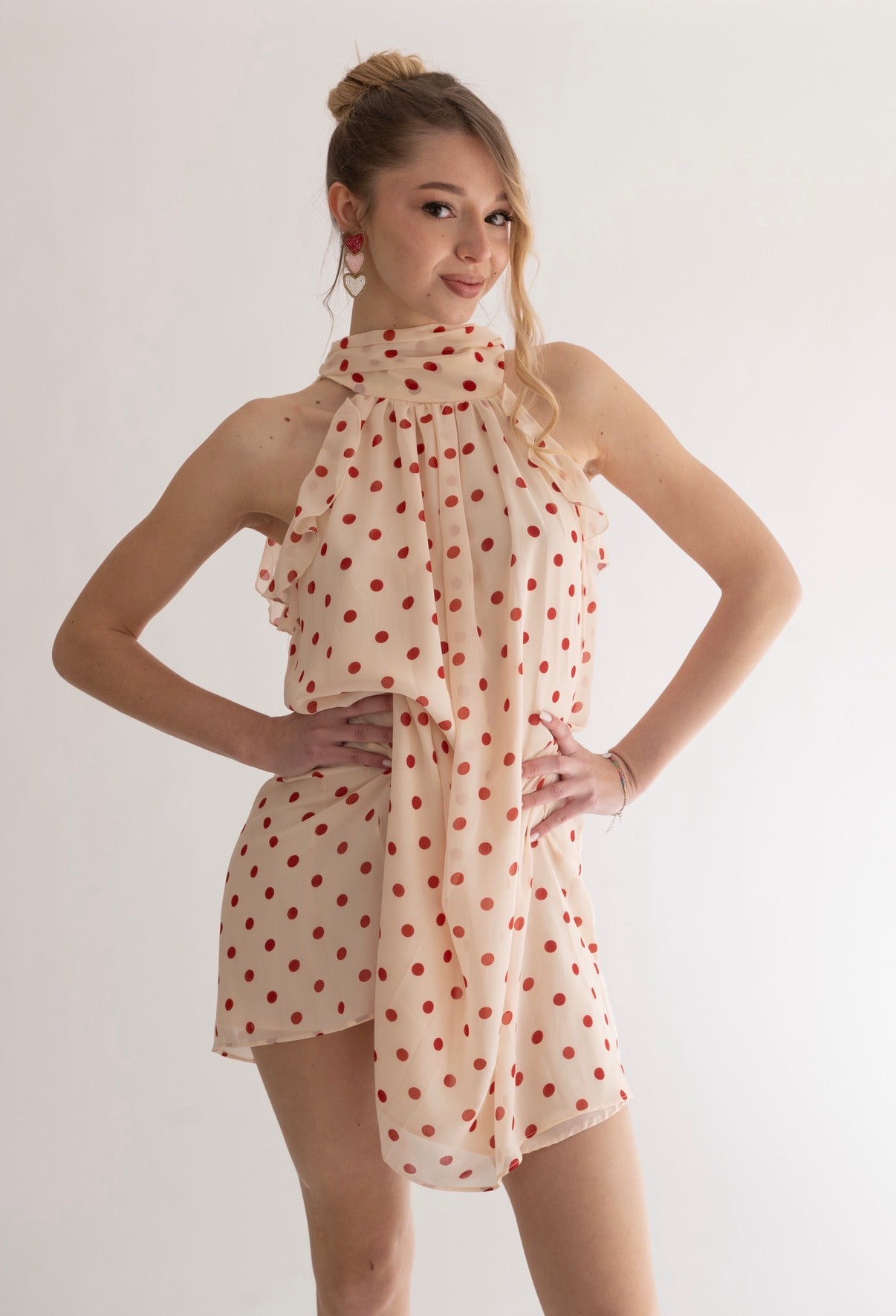 Mini Dress a Pois "Camille" | Rosa & Borgogna