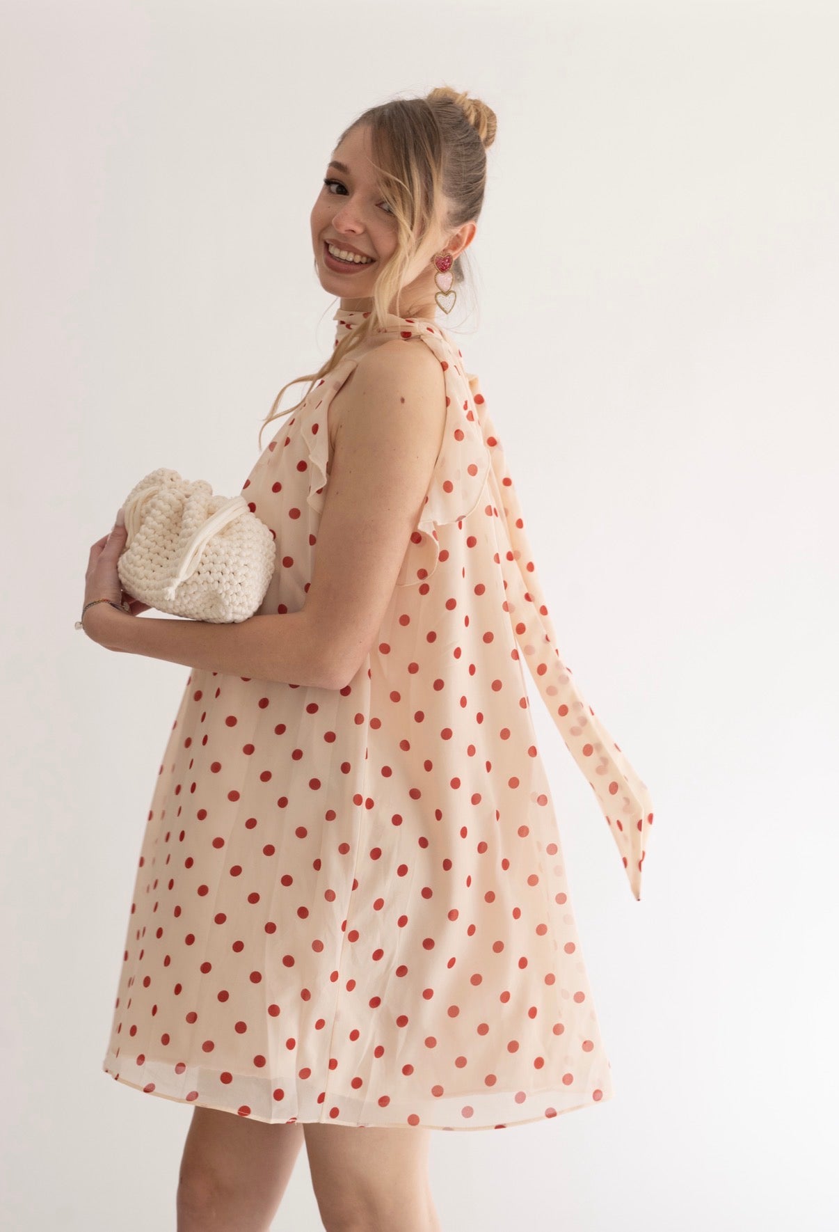 Mini Dress a Pois "Camille" | Rosa & Borgogna