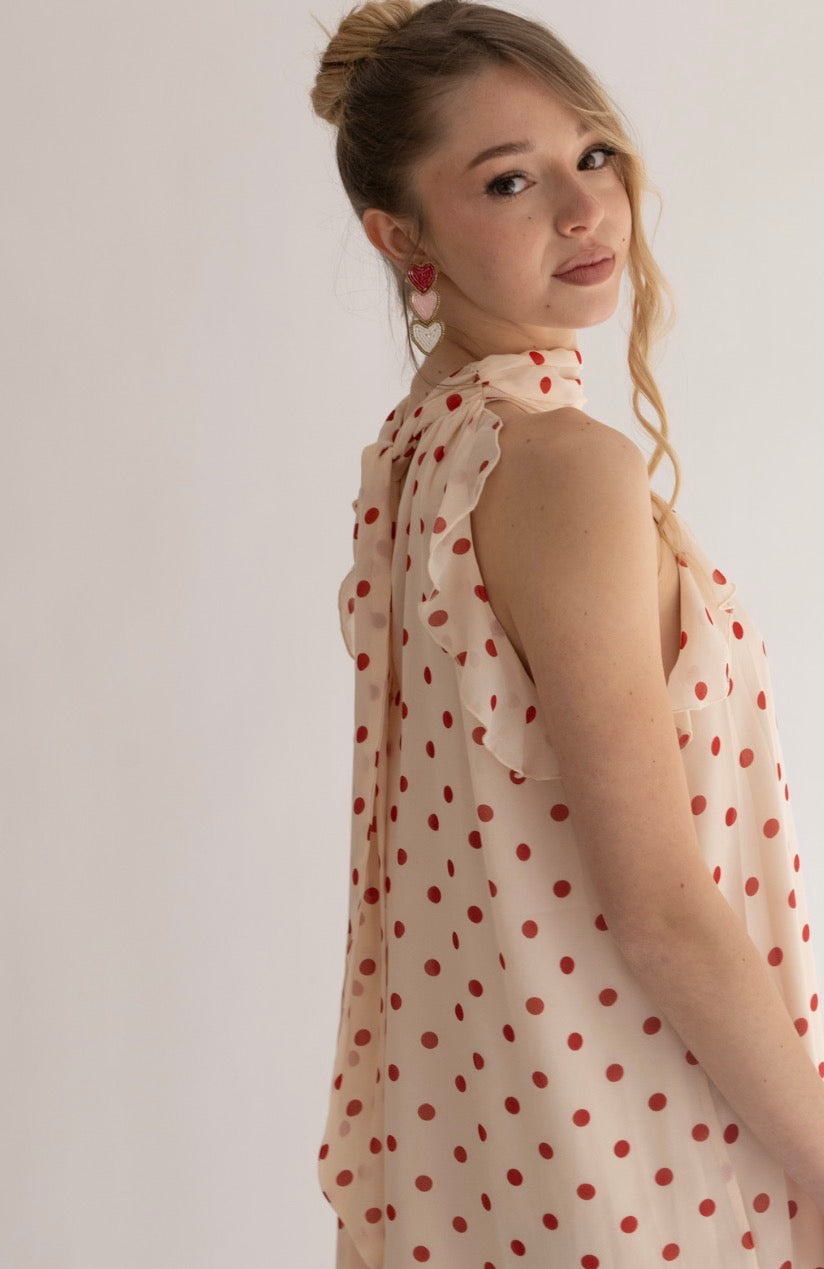 Mini Dress a Pois "Camille" | Rosa & Borgogna