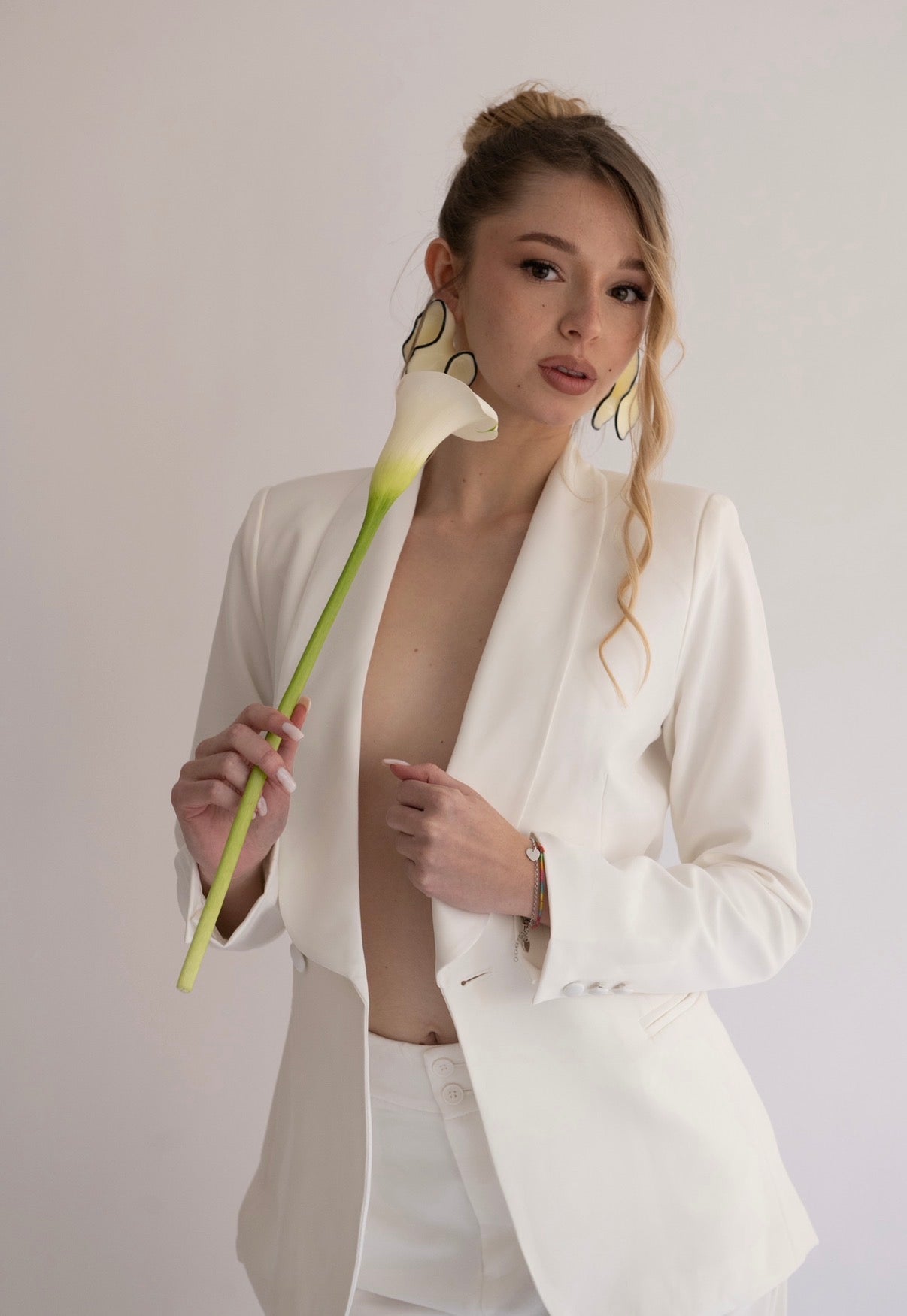 Pantaloni a Gamba Larga Fluidi "Paloma" | Avorio