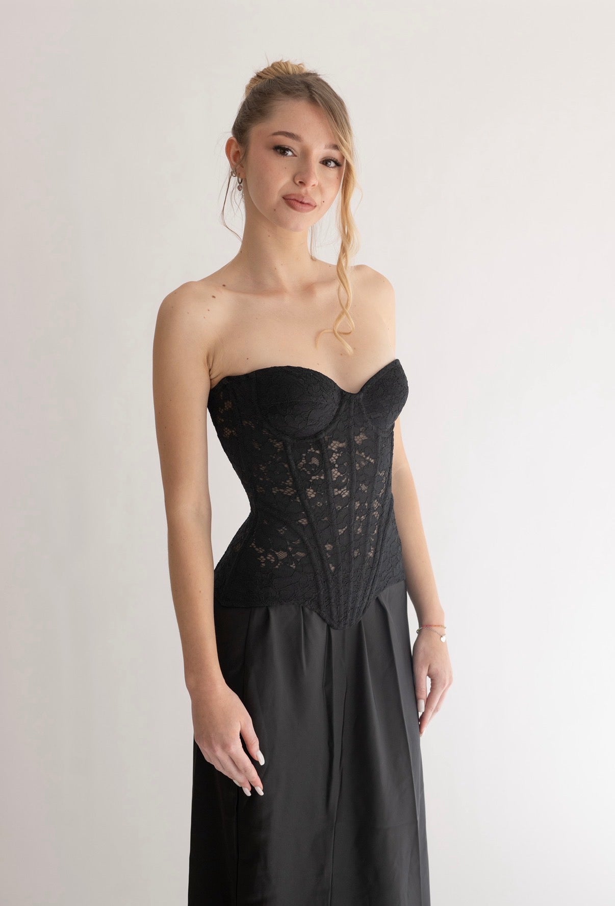 Bustier in Pizzo | Nero Opaco