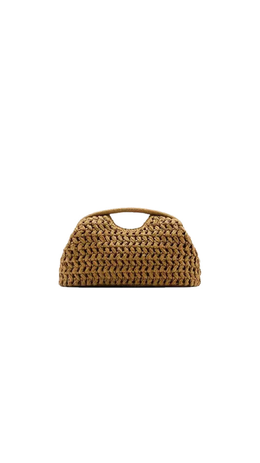 Borsa clutch ricamata giallo senape