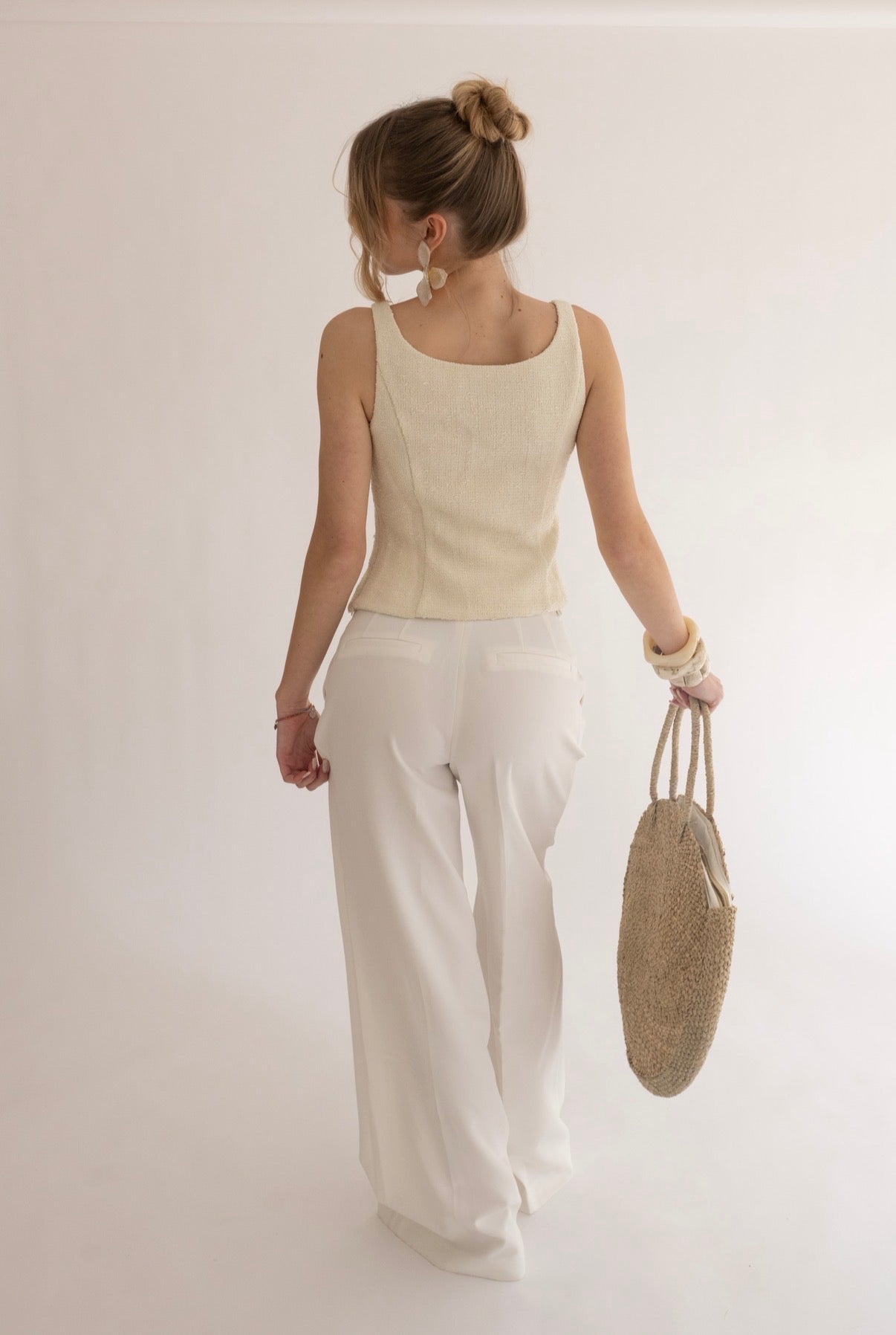 Pantaloni a Gamba Larga Fluidi "Paloma" | Avorio