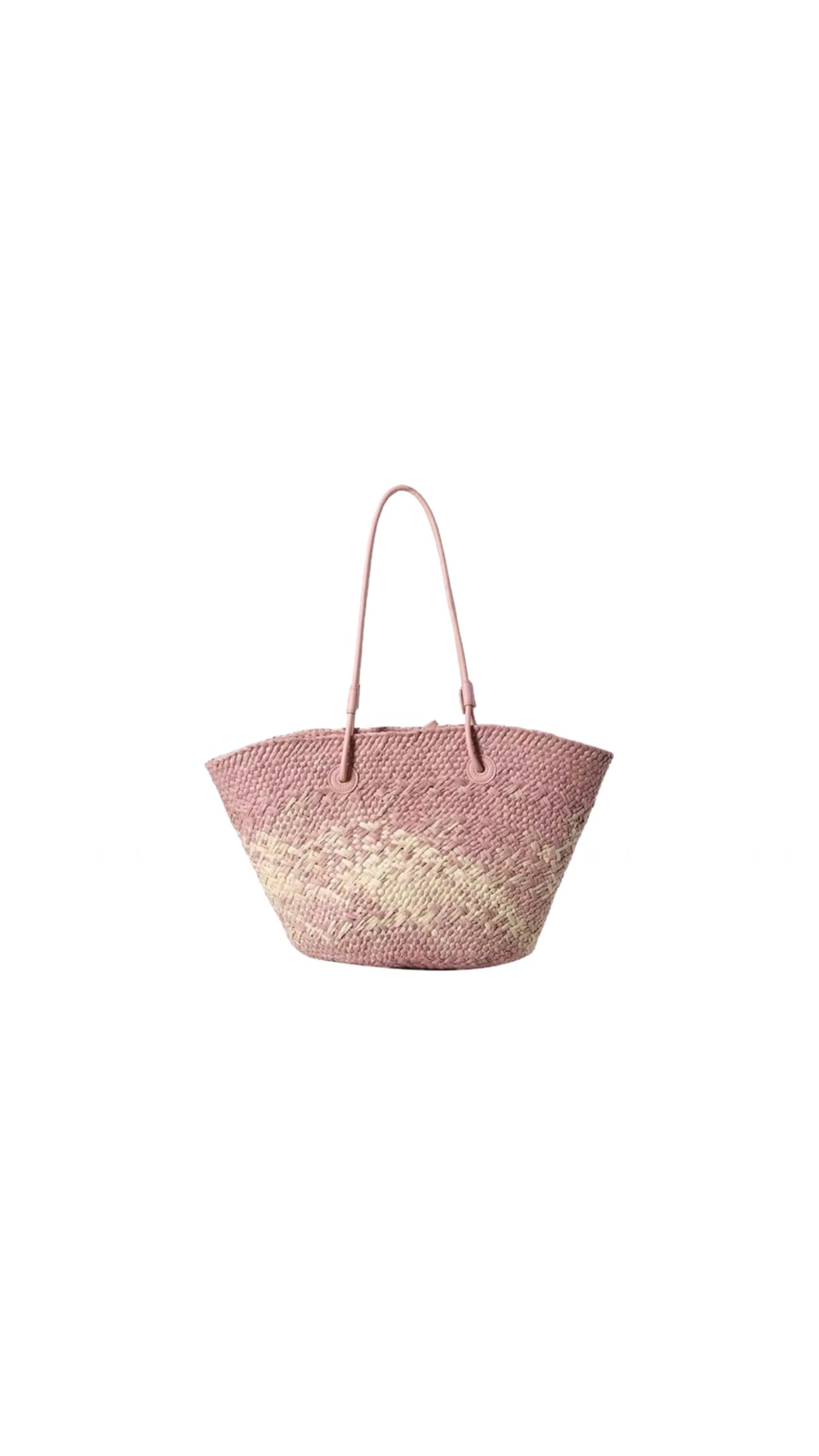 Borsa da spiaggia in rafia con manici in pelle