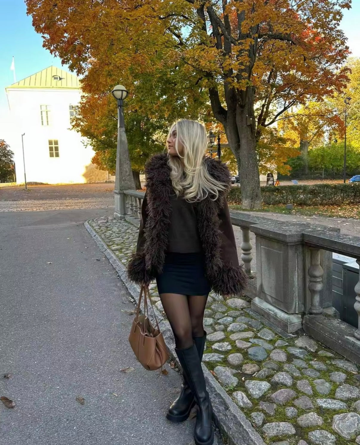 Giacca autunnale con pelliccia dark brown