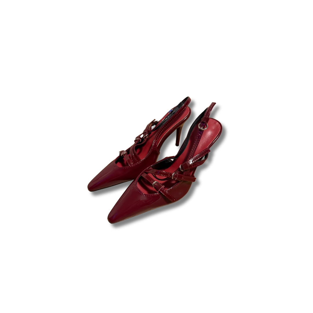Décolleté Slingback Vernice Bordeaux